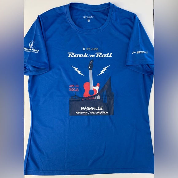 3/$19 Brooks Black Short Sleeve Tee Rock n Roll Series Marathon 2016 Nashville - Picture 1 of 9